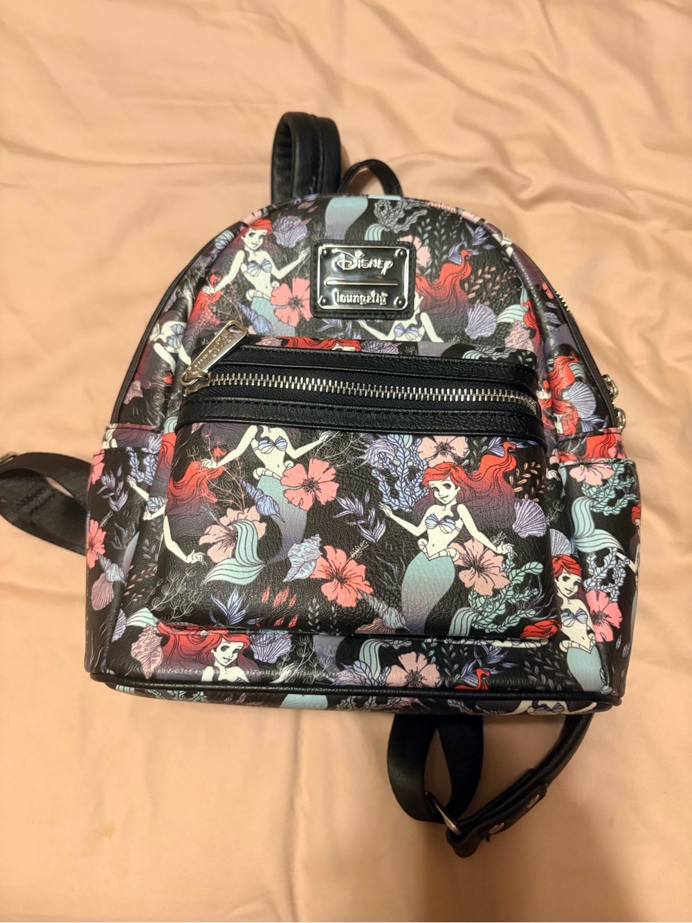 Disney Loungefly Black Ariel Print Mini Backpack